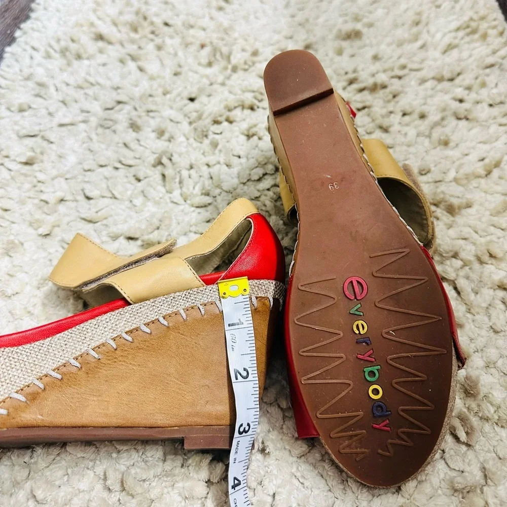 Everybody by BZ Moda Leather Festive & Vibrant Wedges Open Toe Sandals 39/US 8.5